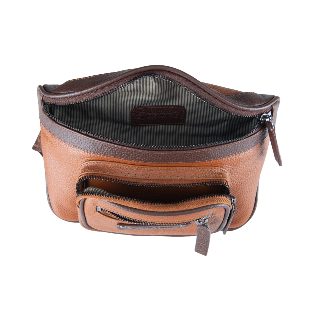 Tan/Brown Leather Olyia Unisex Pouch/Bum Bag