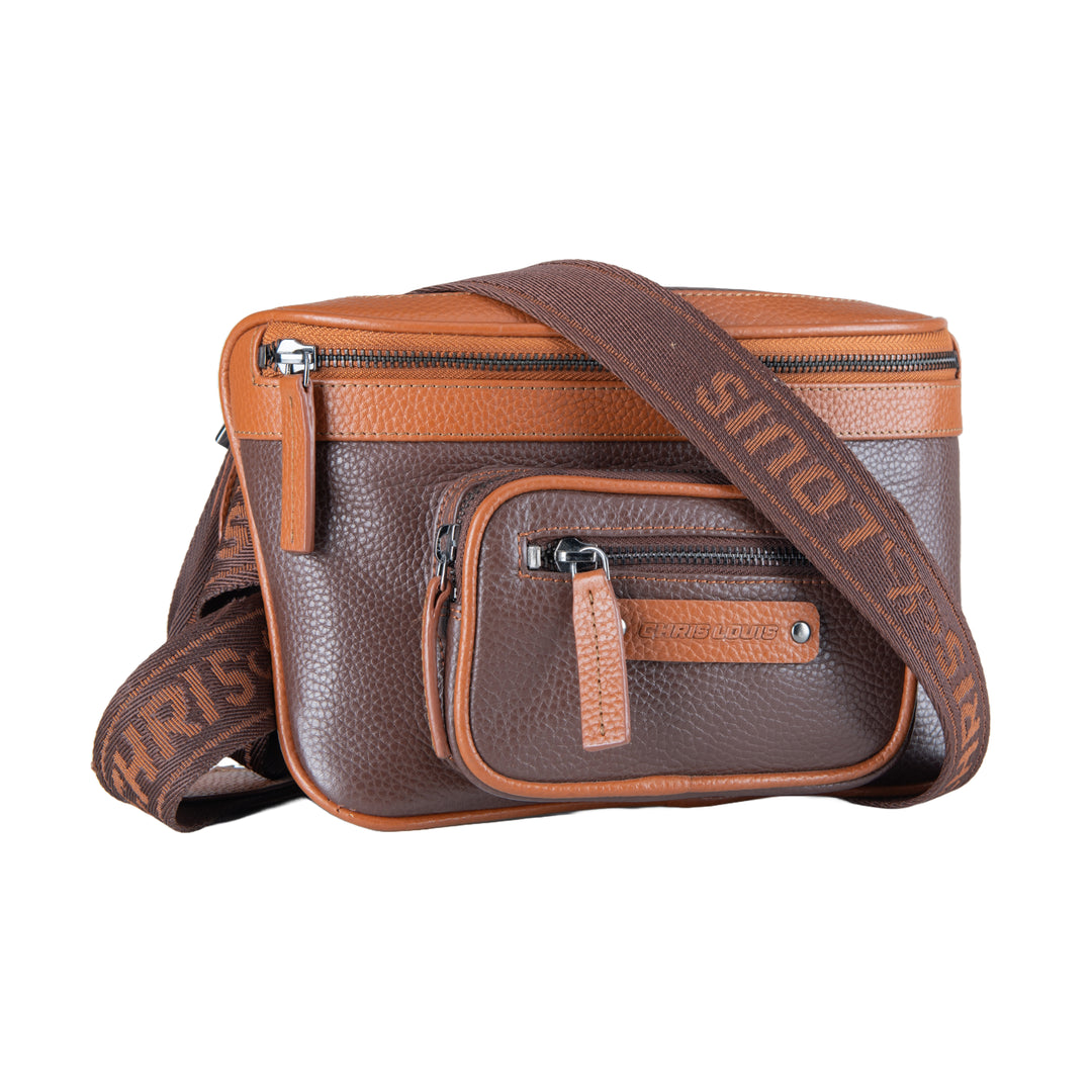 Brown/Tan Leather Olyia Unisex Pouch/Bum Bag