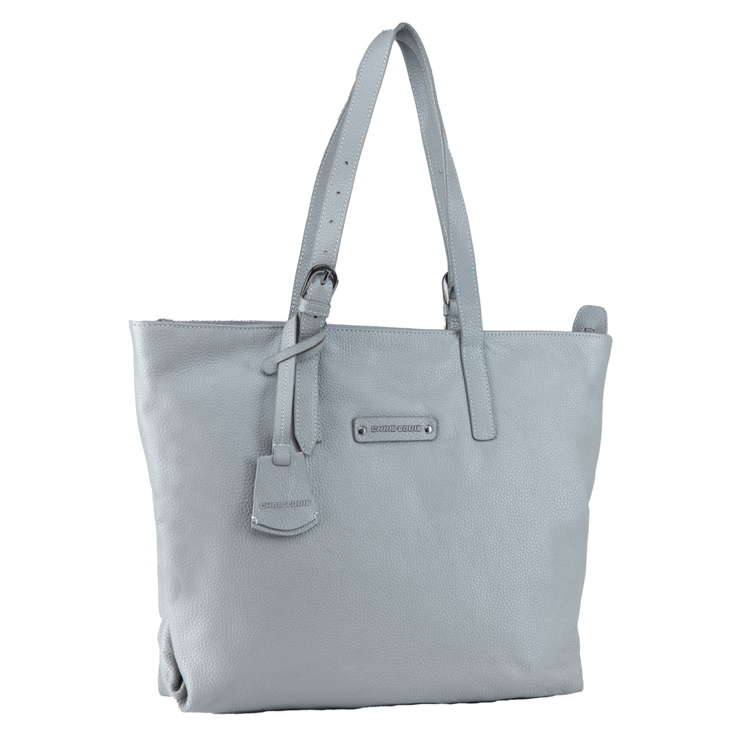 Grey Leather Ceren Tote Bag