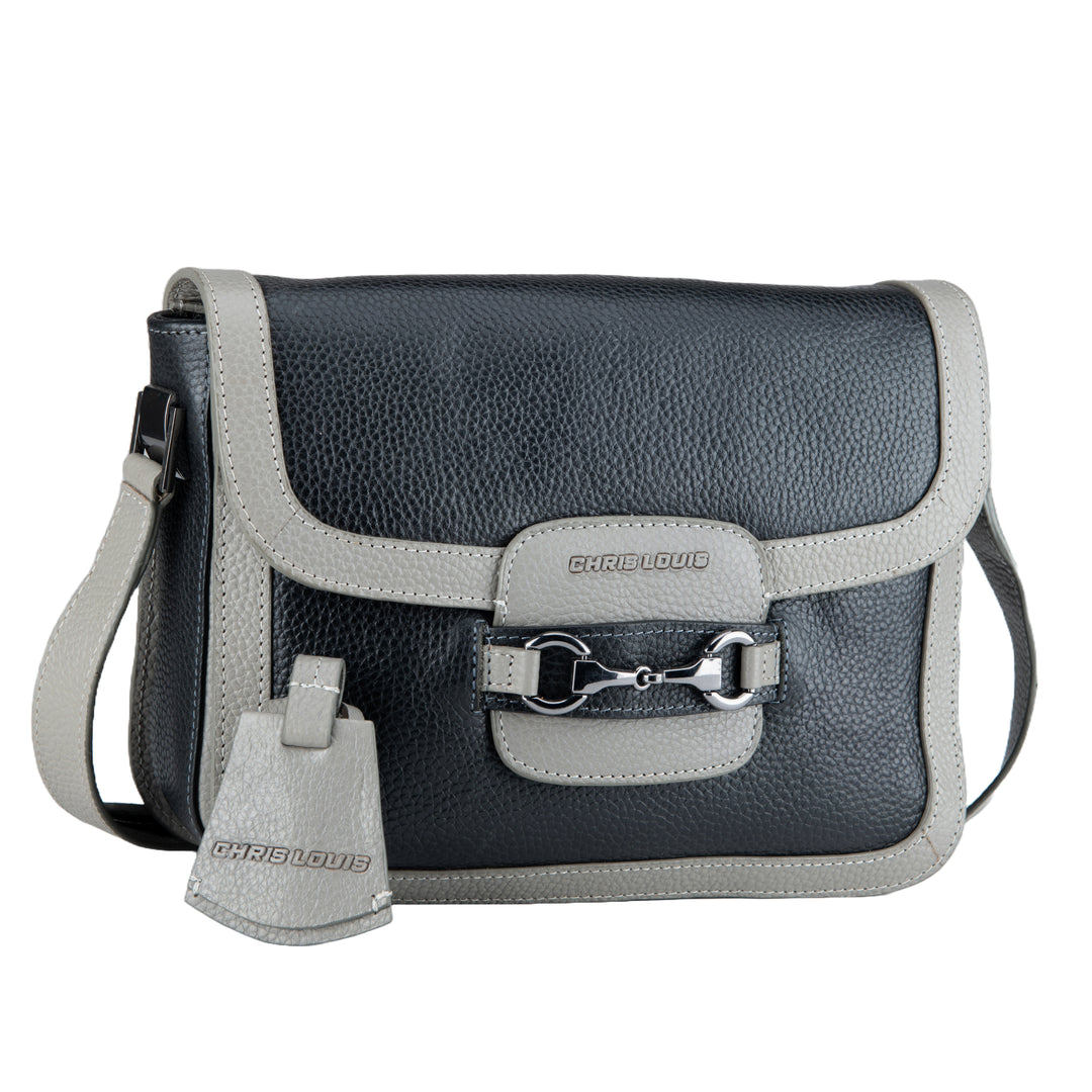 Black/Grey Leather Sydney Harbour Sling Bag