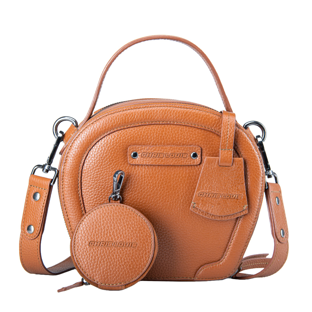 Tan Leather Ovaline Style Sling Bag (2 In 1)