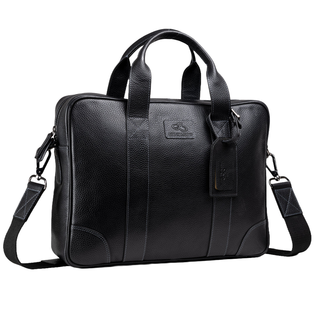 Black Leather Difa Office Bag