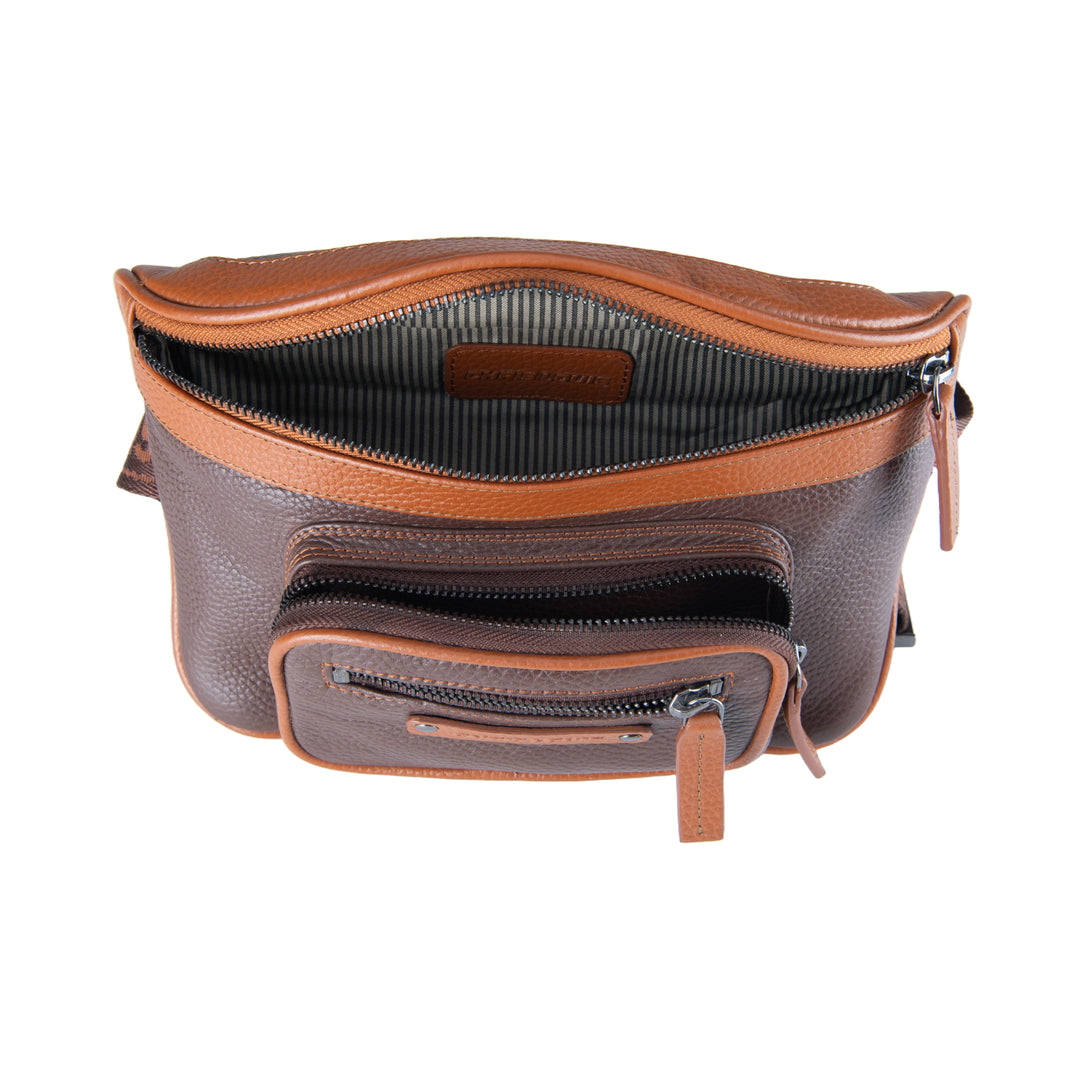 Brown/Tan Leather Olyia Unisex Pouch/Bum Bag