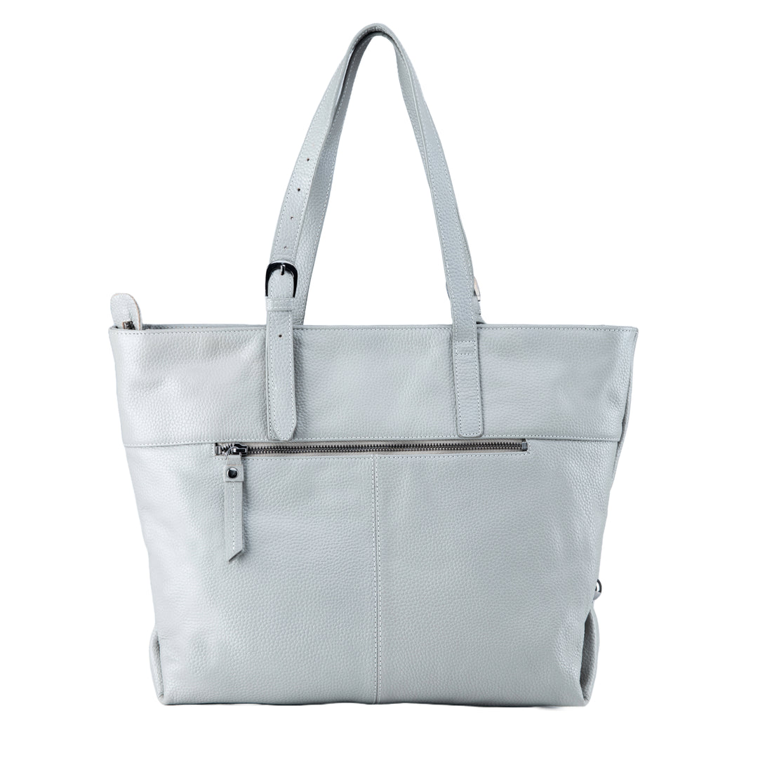 Grey Leather Ceren Tote Bag