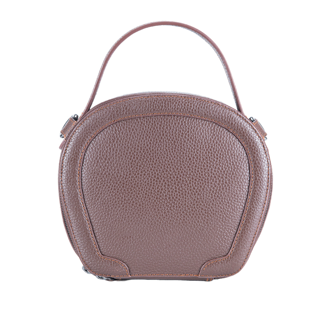 Brown Leather Ovaline Style Sling Bag (2 In 1)