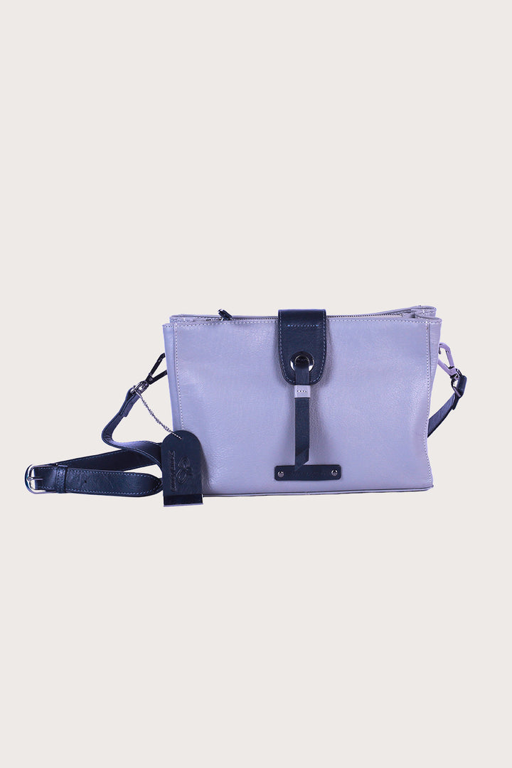 Grey/Black Leather Santorini Sling Bag