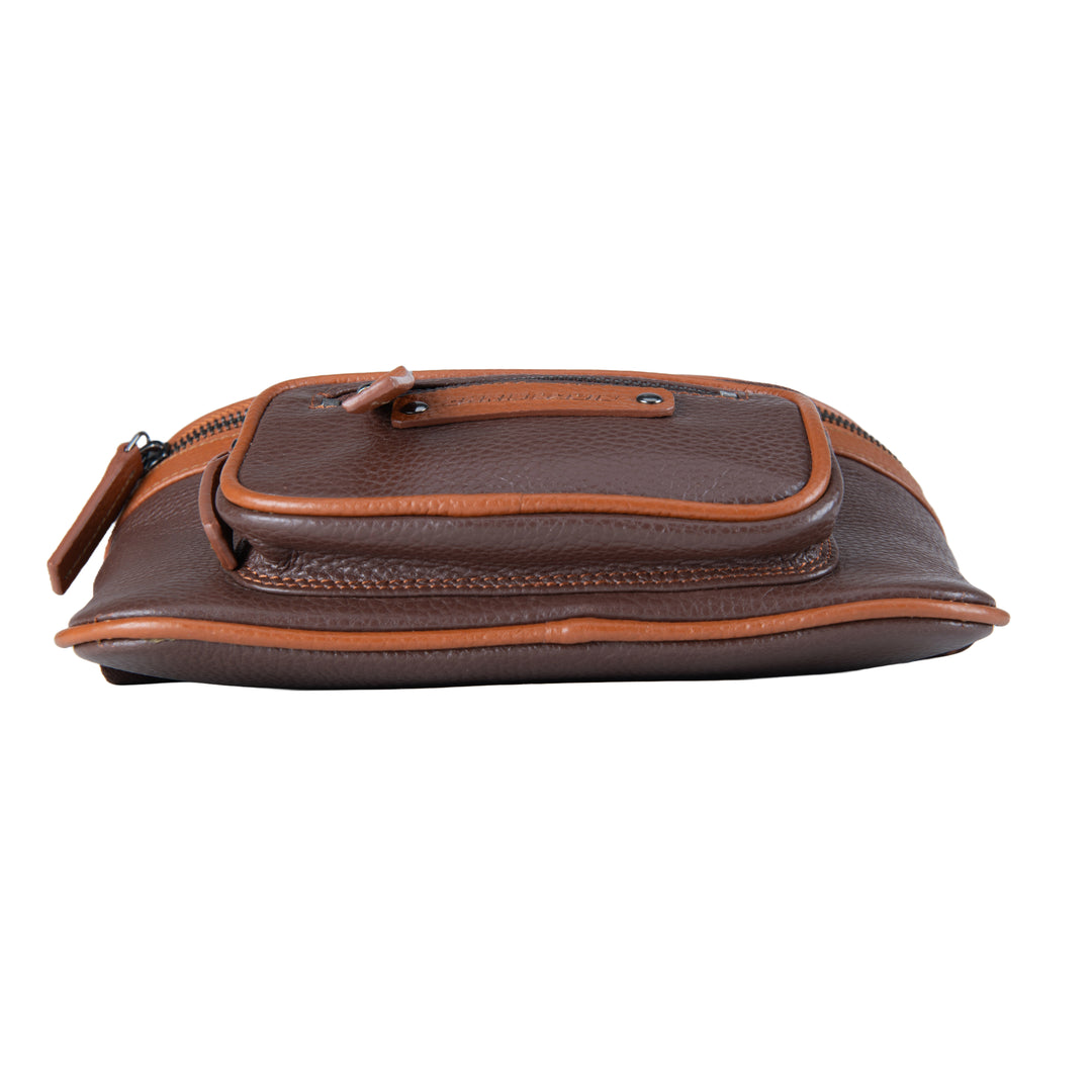 Brown/Tan Leather Olyia Unisex Pouch/Bum Bag