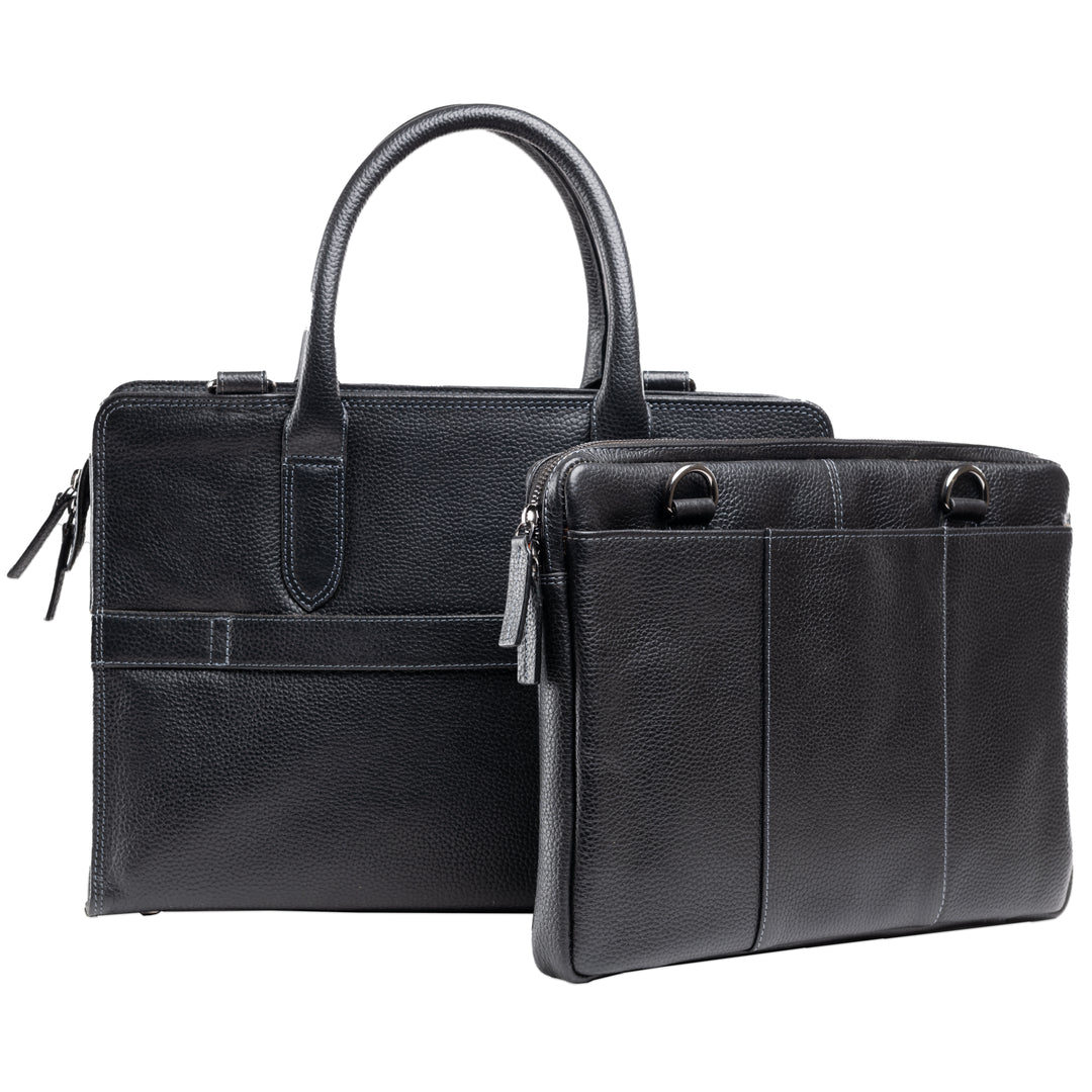 Black Leather Tokyo Executive Bag (2 In 1)