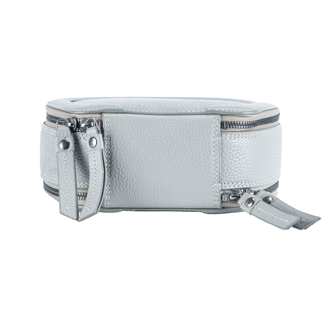 Grey Leather Ovaline Style Sling Bag (2 In 1)