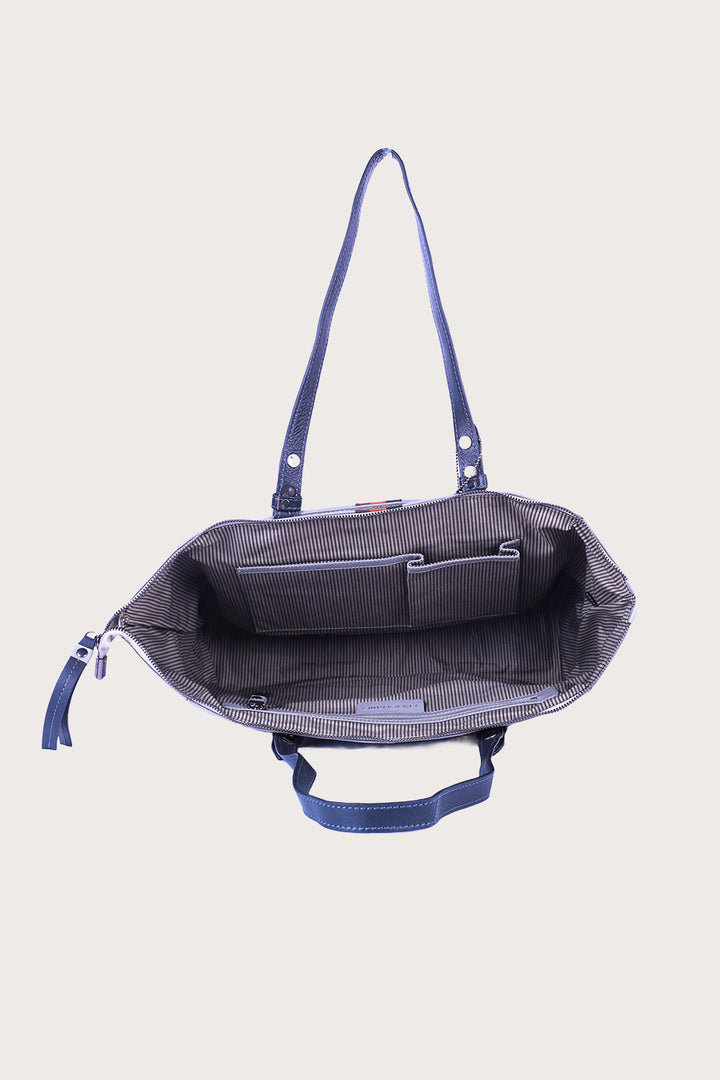 Grey/Black Leather Brolga Tote Bag