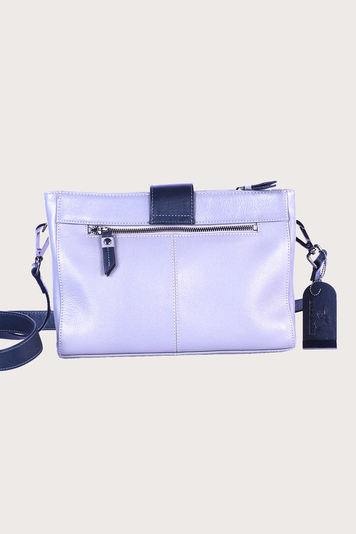 Grey/Black Leather Santorini Sling Bag