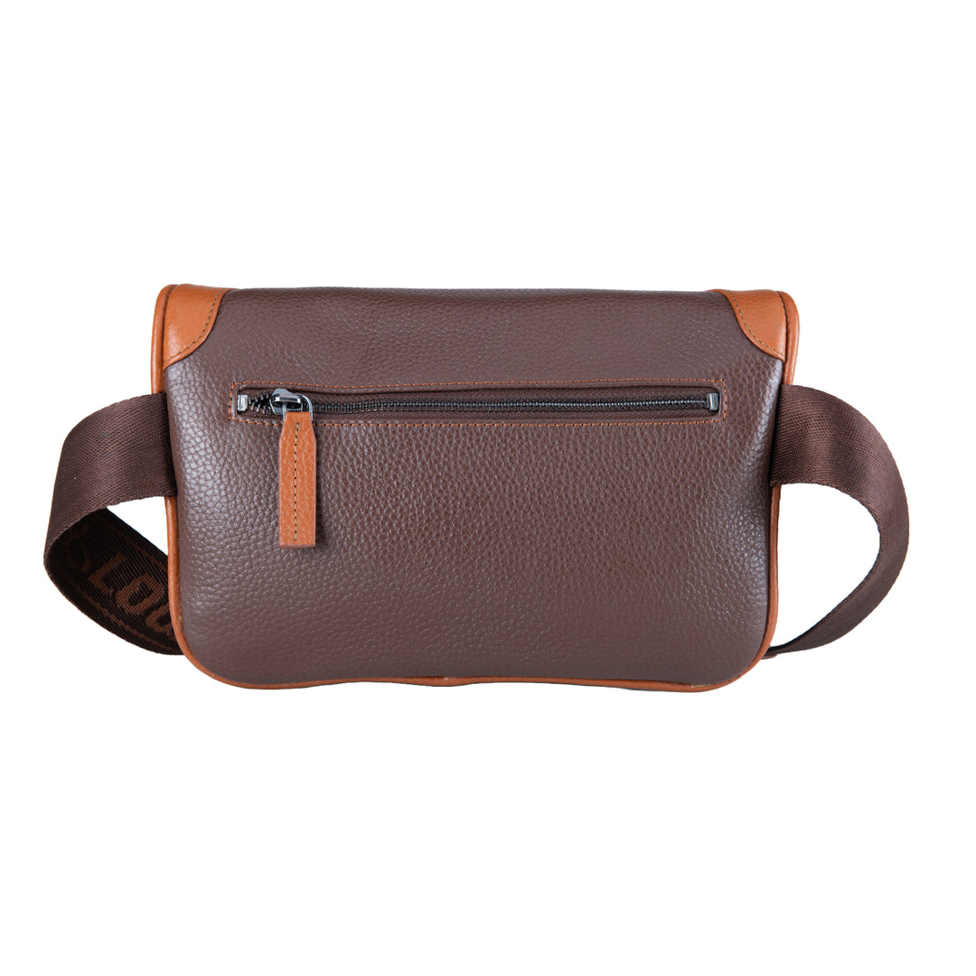 Brown/Tan Leather Olyia Unisex Pouch/Bum Bag