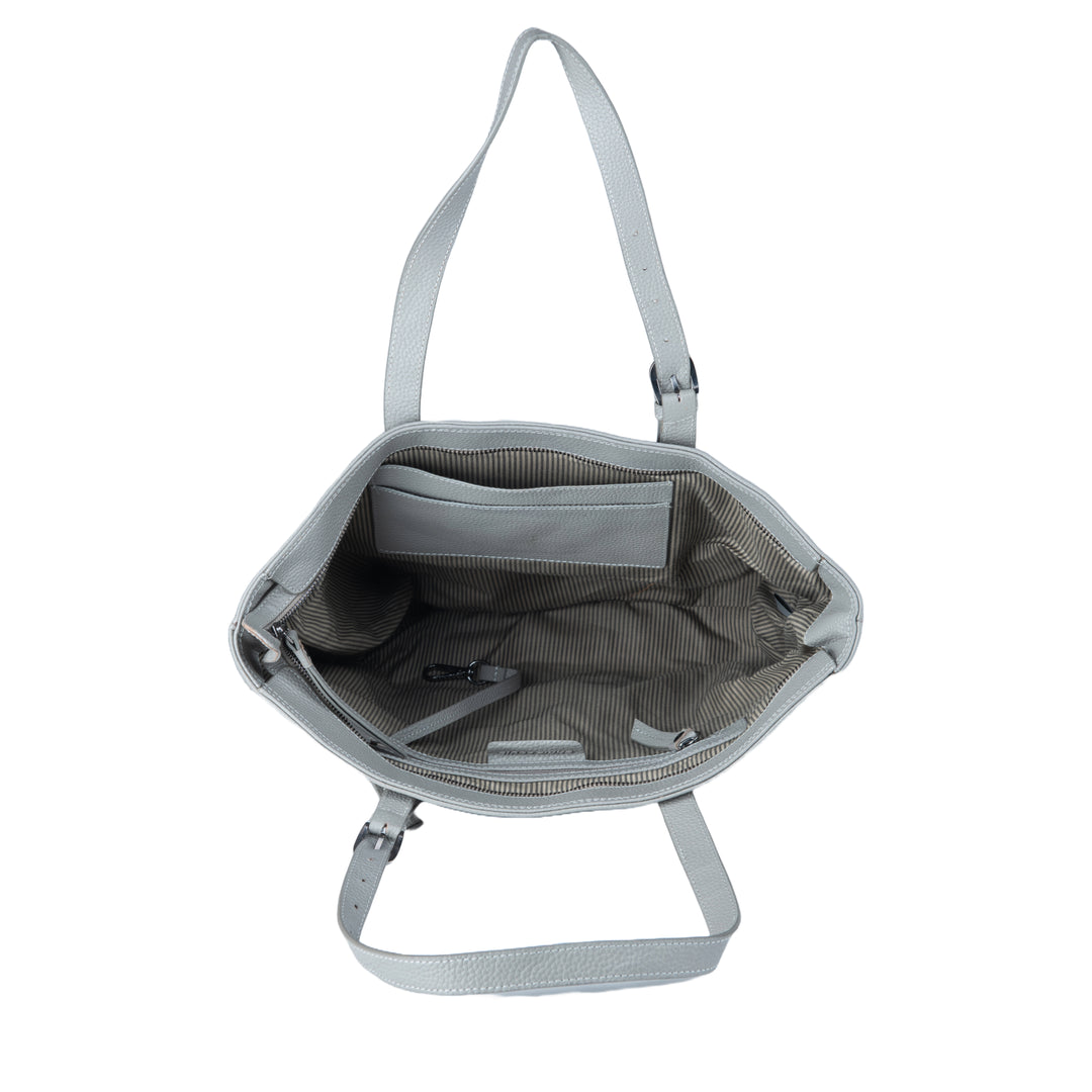 Grey Leather Ceren Tote Bag