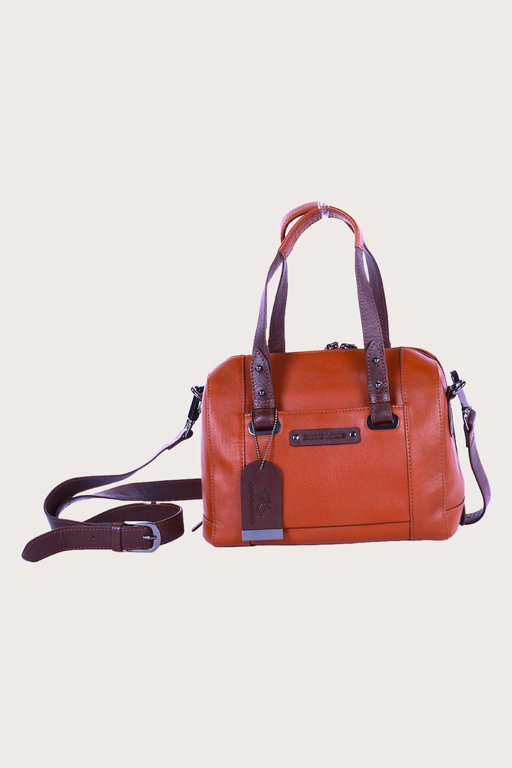 Tan/Brown Leather Leone Satchel Bag