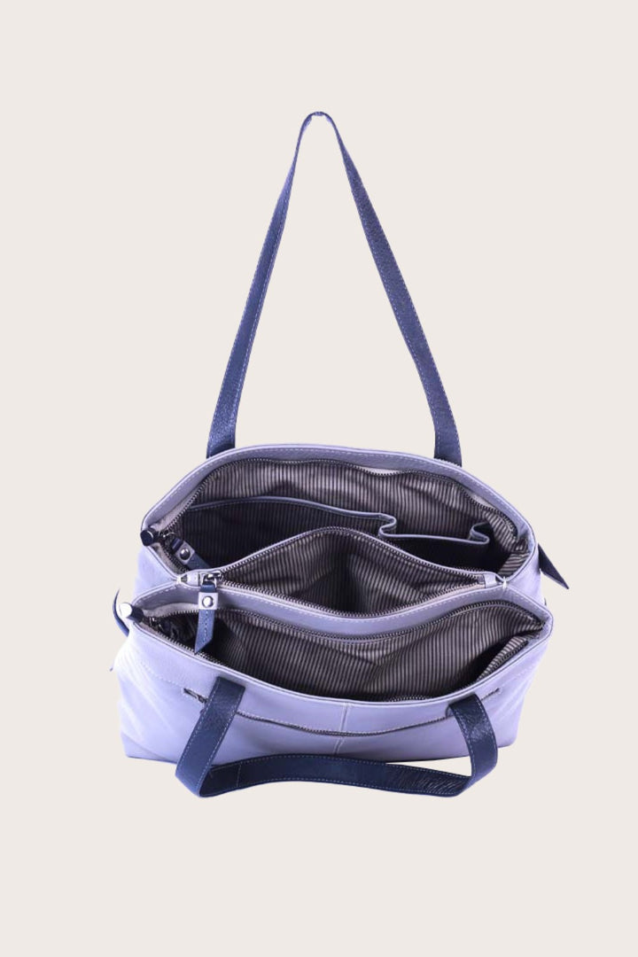 Grey/Black Leather Meknes Tote Bag