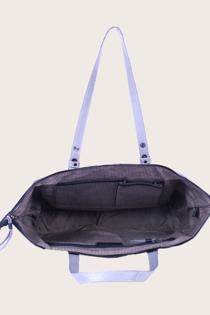 Black/Grey Leather Brolga Tote Bag