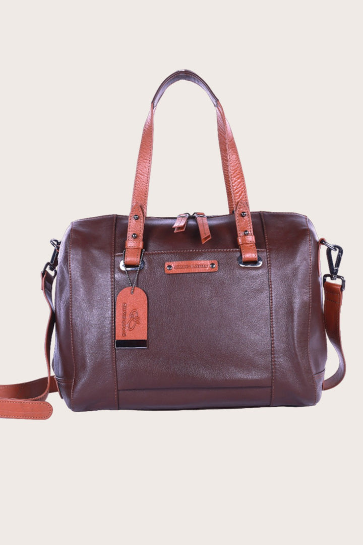 Brown/Tan Leather Sierra Satchel Bag