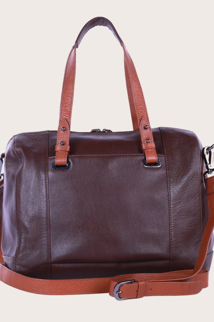 Brown/Tan Leather Sierra Satchel Bag