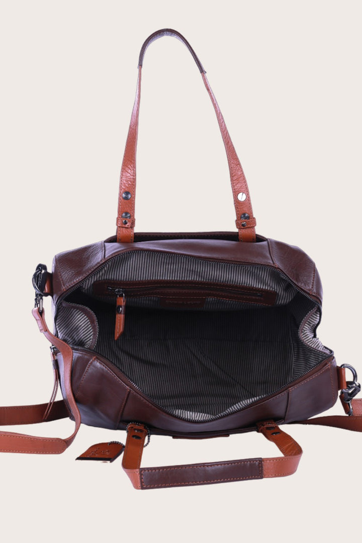 Brown/Tan Leather Sierra Satchel Bag