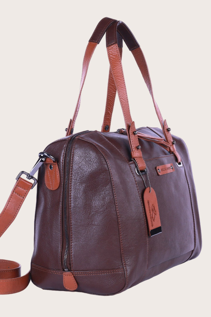 Brown/Tan Leather Sierra Satchel Bag