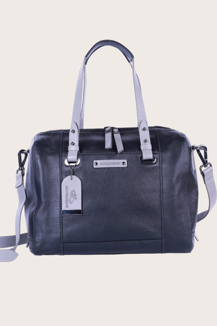 Black/Grey Leather Sierra Satchel Bag