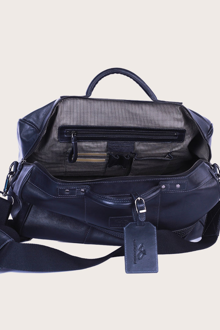 Black Leather Ohrid Duffle Bag