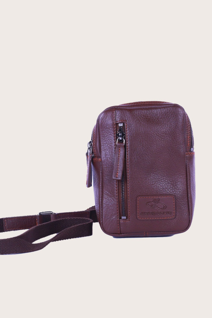 Brown Leather Aoraki Cross-Body Travel Bag