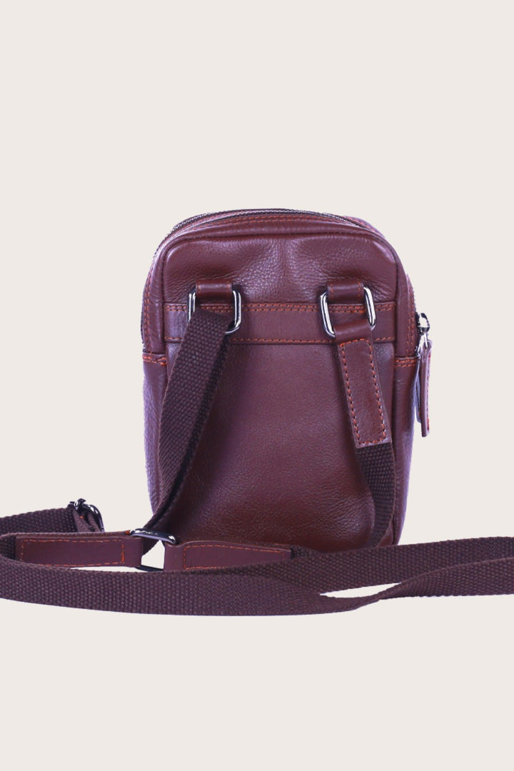 Brown Leather Aoraki Cross-Body Travel Bag