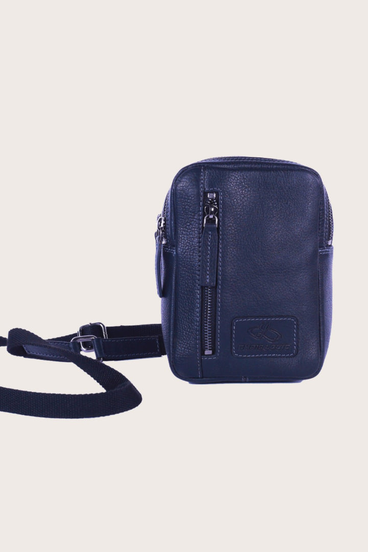 Black Leather Aoraki Cross-Body Travel Bag