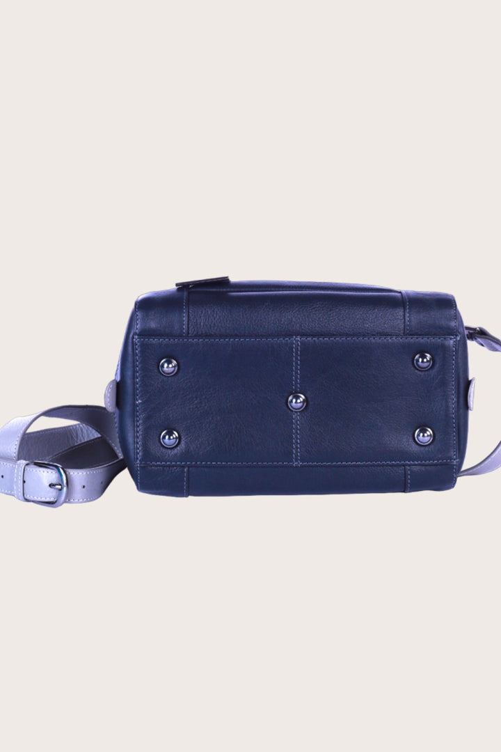 Black/Grey Leather Leone Satchel Bag