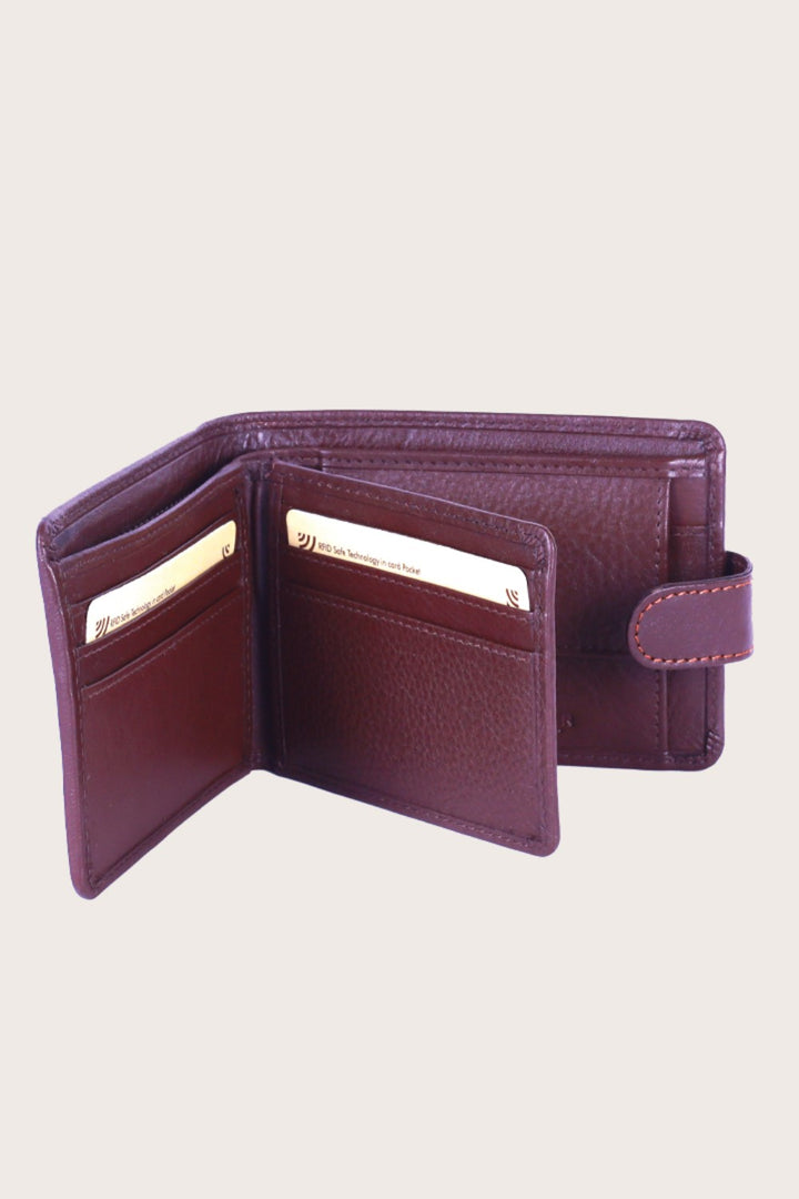 Brown Giza Leather Tab Wallet