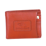 Chris Louis bifold wallet in warm brown genuine leather with debossed logo and multiple card slots.