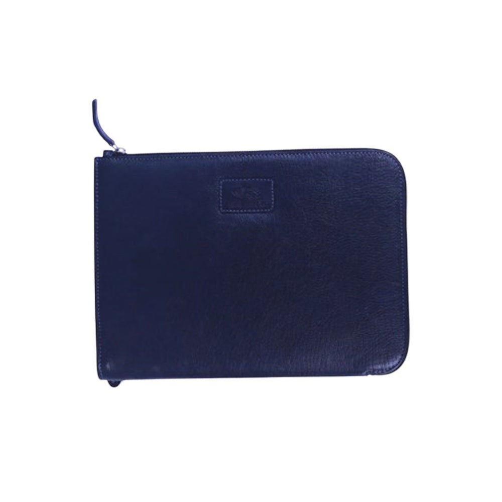 Chris Louis black leather zippered file organizer and i-pad sleeve with detachable wristlet.