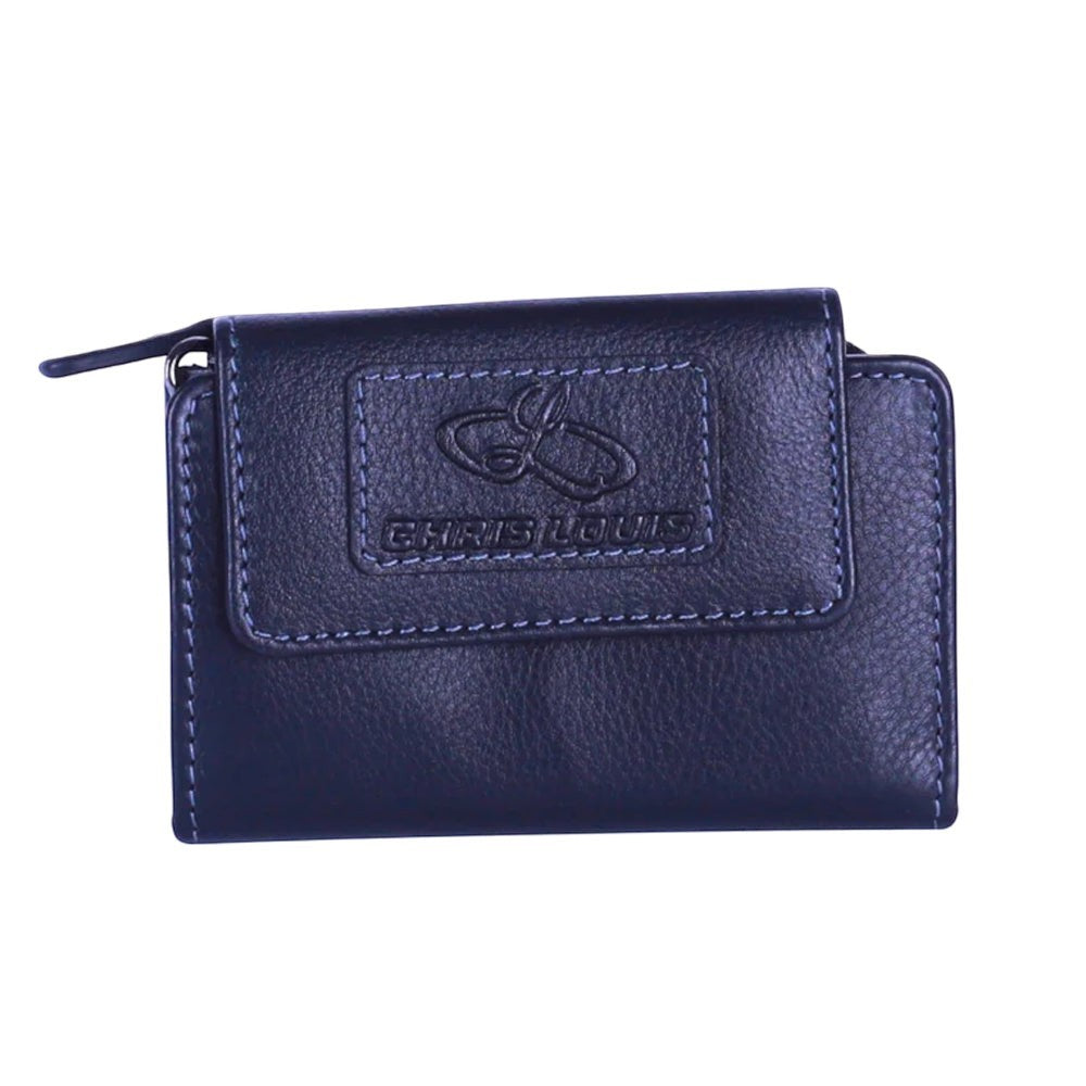 Chris Louis black genuine leather Kyoto key case with RFID protection, 6 key holder, 3 card slots, and coin compartment.