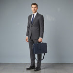 Chris Louis Boracay navy blue leather office organizer bag with detachable strap and top handle.