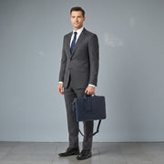 Chris Louis Boracay navy blue leather office organizer bag with detachable strap and top handle.
