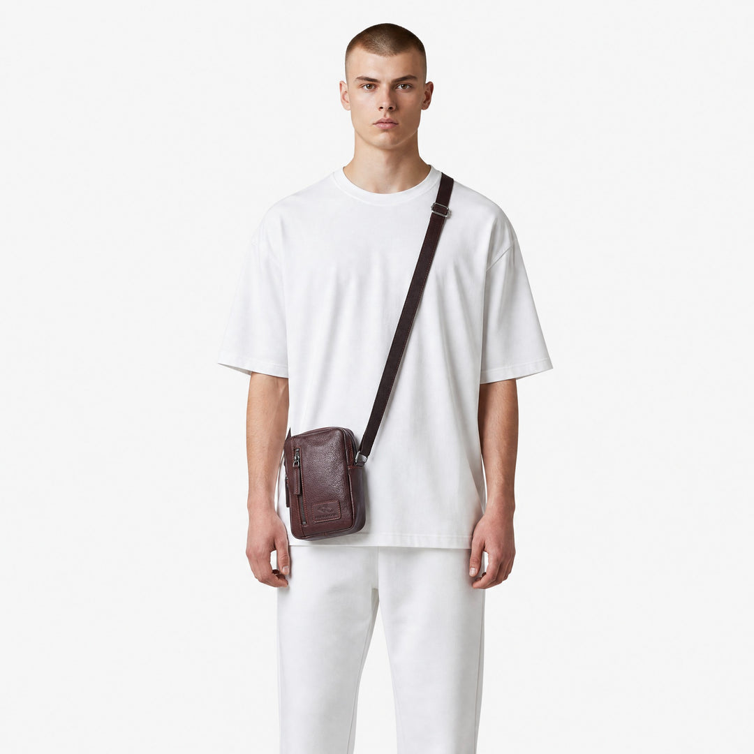 Brown Leather Aoraki Cross-Body Travel Bag