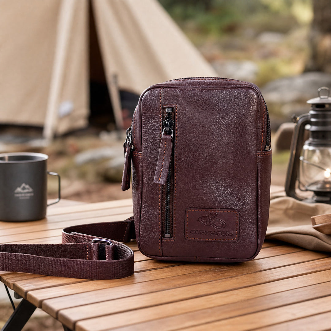 crossbody travel bags australia Brown Leather Aoraki Cross-Body Travel Bag