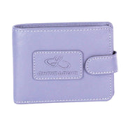 Chris Louis Giza Tab Wallet in grey genuine leather with snap button closure, 6 card slots, and coin compartment.