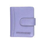 Chris Louis grey genuine leather card case with loop closure and white stitching. RFID protected.