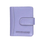 Chris Louis grey genuine leather card case with loop closure and white stitching. RFID protected.