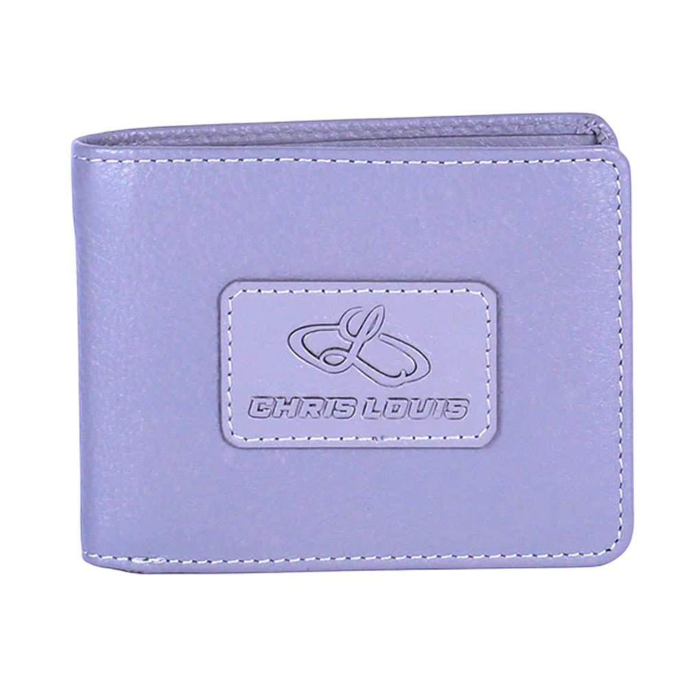 Chris Louis grey bi-fold wallet made of genuine leather with 6 card slots and RFID protection.
