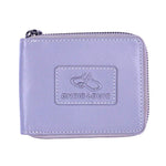 Chris Louis grey genuine leather RFID protected zip-around wallet with 10 card slots and ID window.