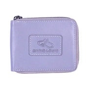 Chris Louis grey genuine leather RFID protected zip-around wallet with 10 card slots and ID window.