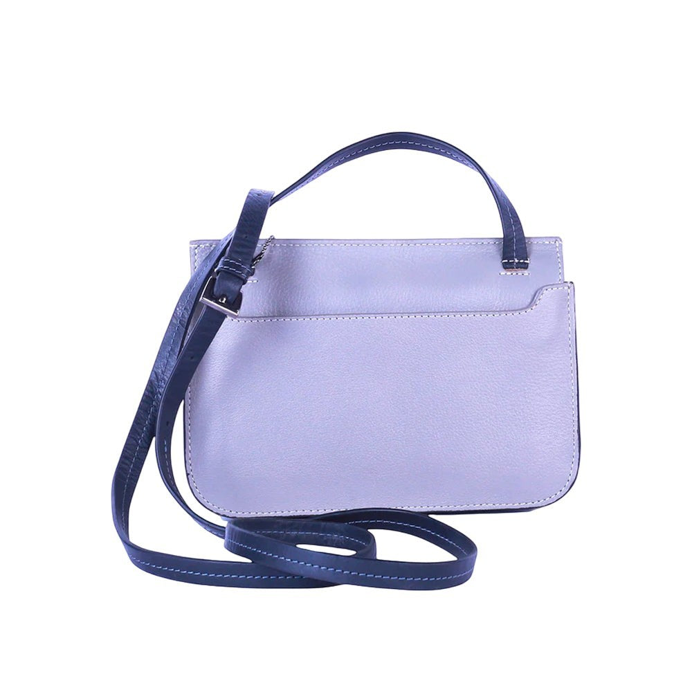 Chris Louis Isfahan Sling Bag in grey/black genuine leather with adjustable strap and magnetic closure.