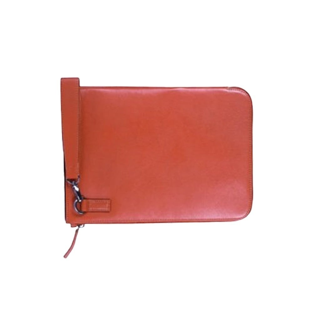 Chris Louis tan leather i-pad/file organizer with zippered closure and detachable wristlet.