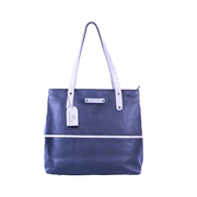 Chris Louis Meknes Tote Bag in black and grey genuine leather with top handles and metal hardware.