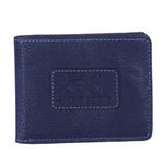 Chris Louis navy blue genuine leather bifold wallet with contrasting stitching and embossed logo.