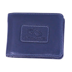 Chris Louis black bi-fold wallet made of genuine veg-tan leather with 6 card slots, 5 slip pockets, and coin pocket.