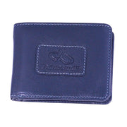 Chris Louis black bi-fold wallet made of genuine veg-tan leather with 6 card slots, 5 slip pockets, and coin pocket.